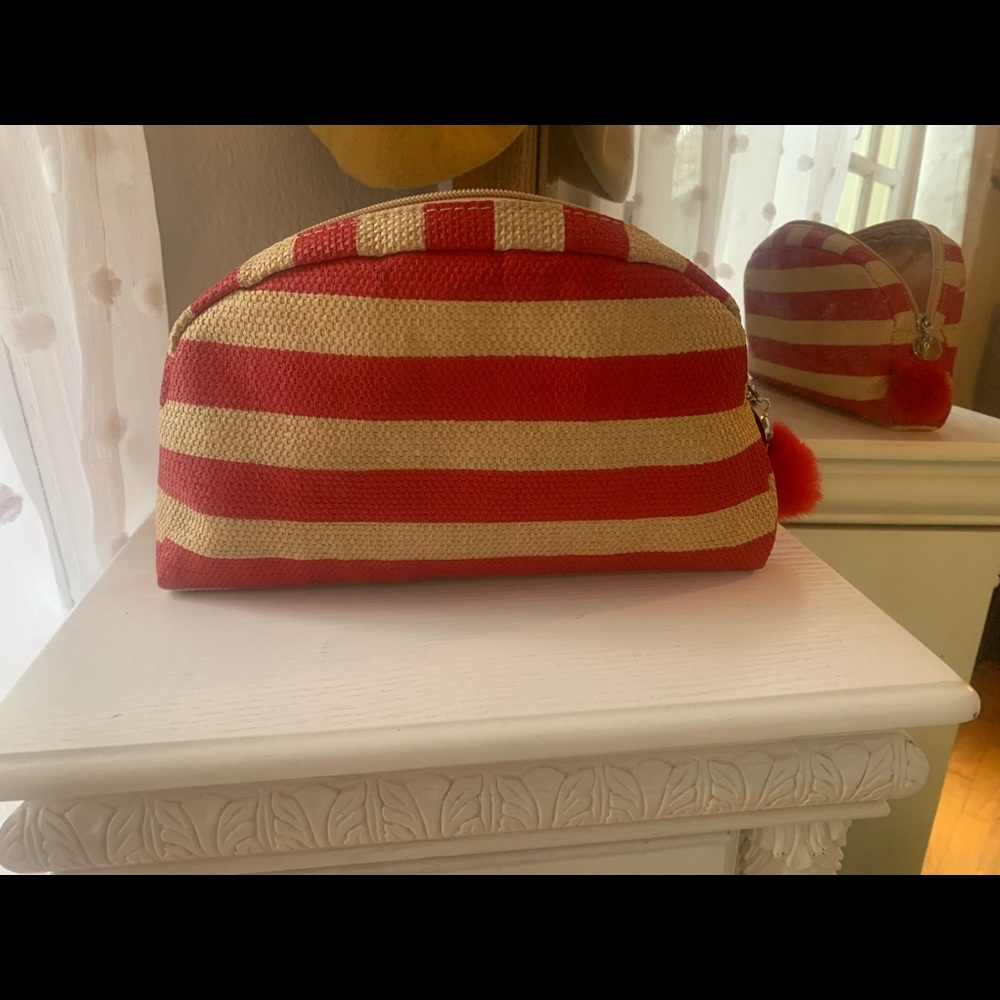 European wax center makeup bag red stripe
